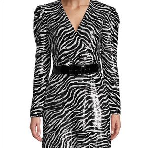MICHAEL KORS Zebra Print Sequin Dress NWT